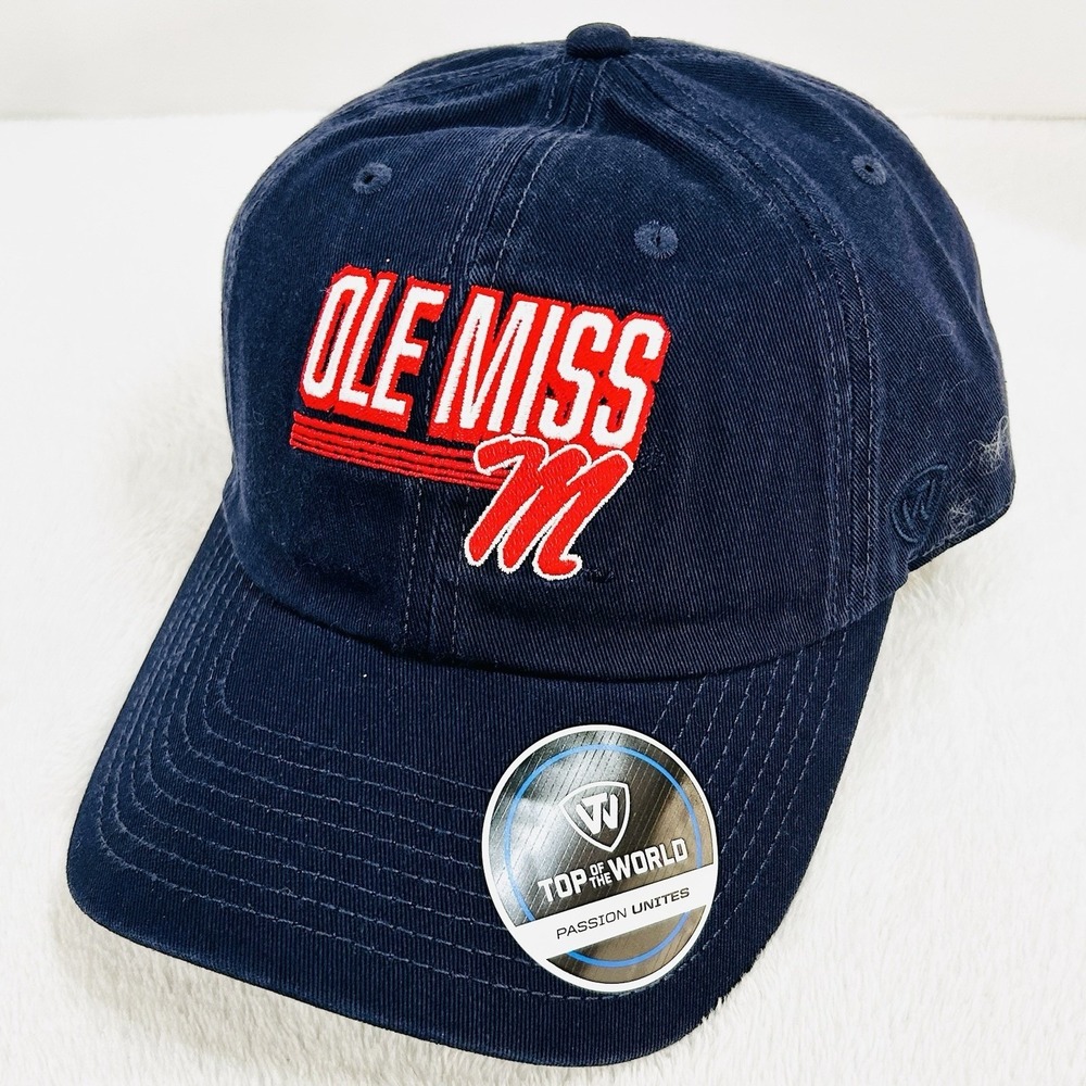 Ole Miss Rebels Top of the World Slice Hat Cap Adjustable Strapback‎ NCAA Blue